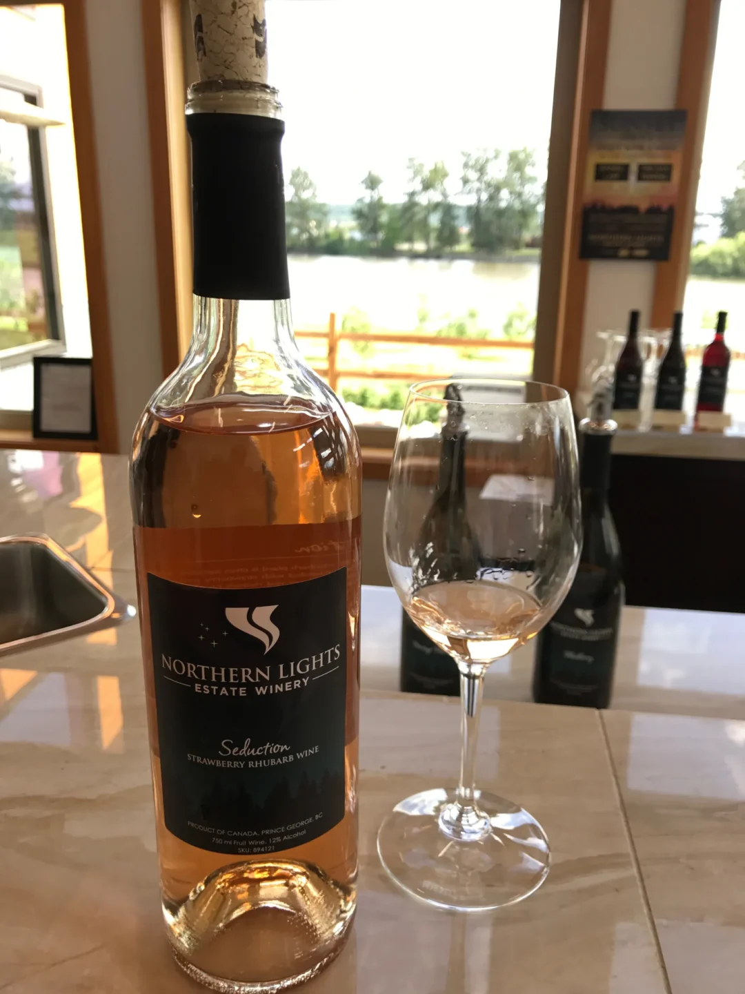 A bottle of Northern Lights Estate Winery Seduction Wine 